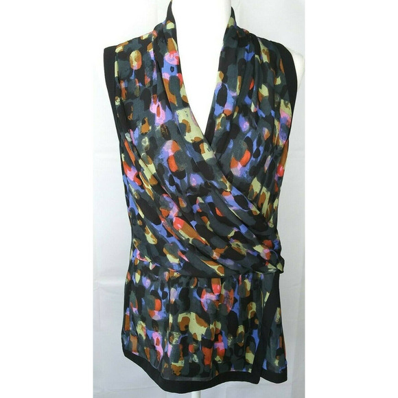 CAbi Flaunt Wrap Sleeveless Drape Front Blouse - Picture 1 of 9